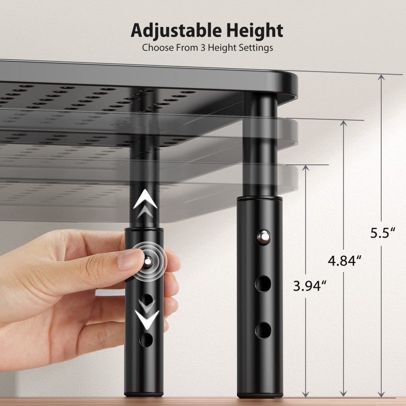 LORYERGO Monitor Stand, Monitor Riser 3 Height Adjustable, Laptop Stand Desk With Metal Vented Platform, Computer Stand for Printer, Laptop, PC Tower, Laptop Stand for Office & Home - Image 2